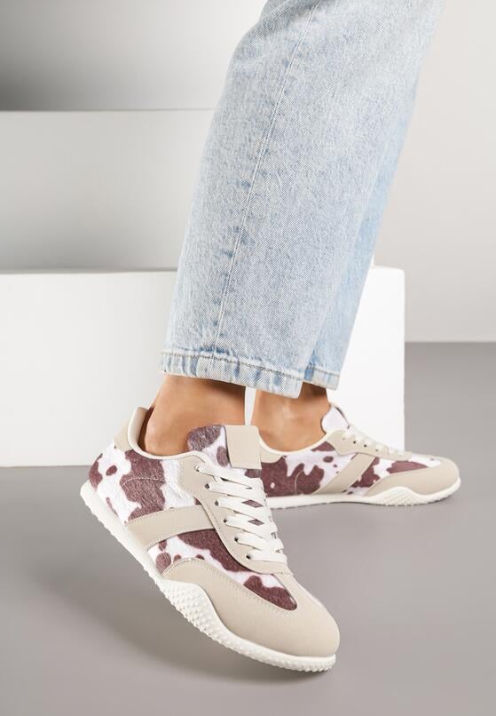 Brązowo-Białe Sneakersy z Ozdobnym Paskiem Naliovela 1