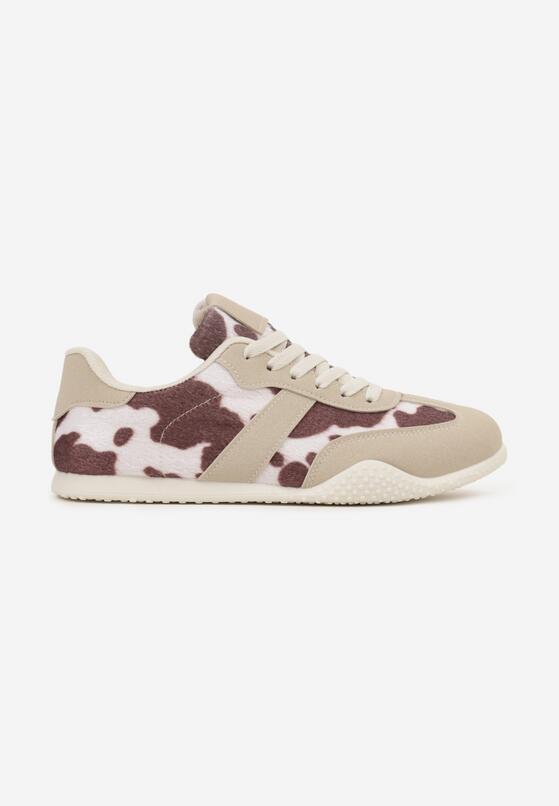 Brązowo-Białe Sneakersy z Ozdobnym Paskiem Naliovela 4