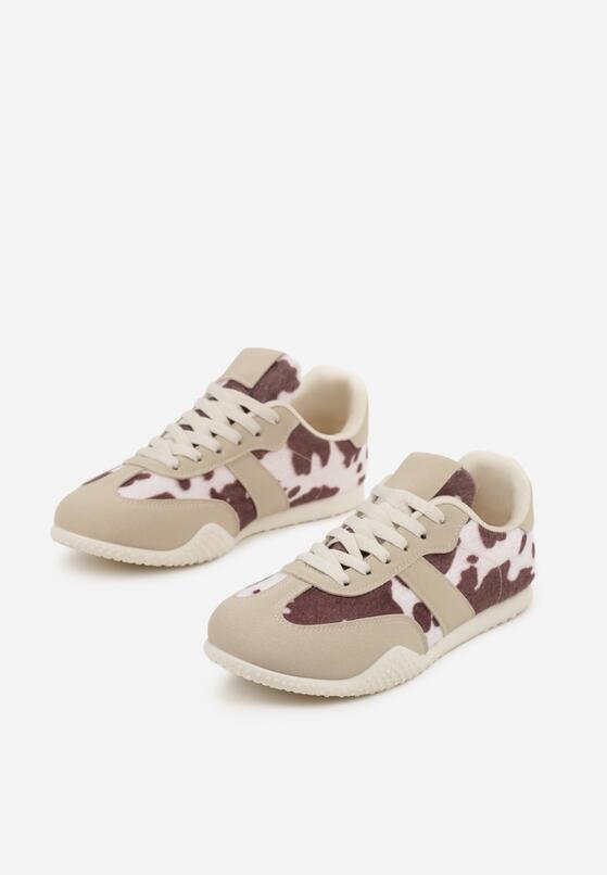 Brązowo-Białe Sneakersy z Ozdobnym Paskiem Naliovela 5