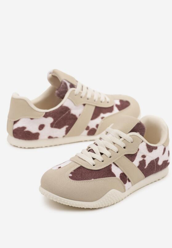 Brązowo-Białe Sneakersy z Ozdobnym Paskiem Naliovela 6