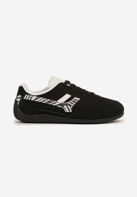 Czarne Sneakersy Ozdobione Geometrycznym Wzorem w Zeberkę Arulia 4