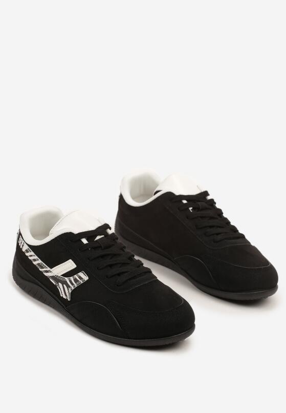 Czarne Sneakersy Ozdobione Geometrycznym Wzorem w Zeberkę Arulia 5