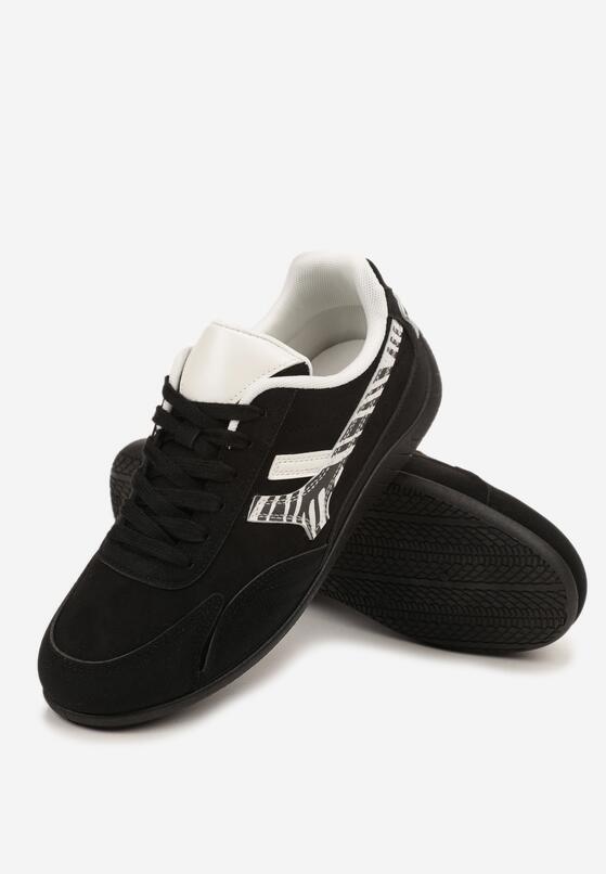 Czarne Sneakersy Ozdobione Geometrycznym Wzorem w Zeberkę Arulia 6