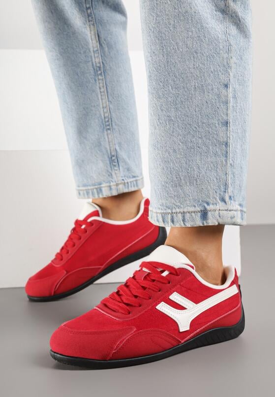 Czerwone Sneakersy Ozdobione Geometrycznym Wzorem Arulia 1