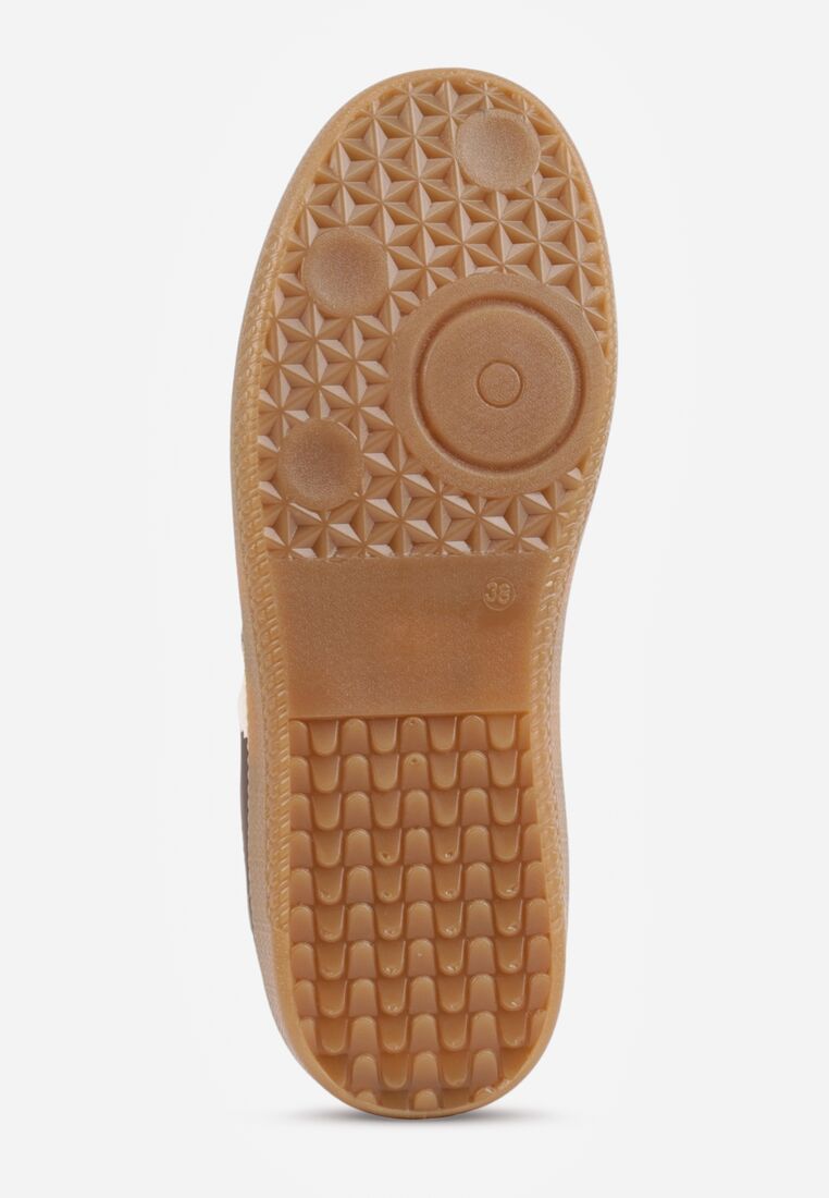 Brązowe Płaskie Sneakersy Ozdobione Paskami Glaria 7