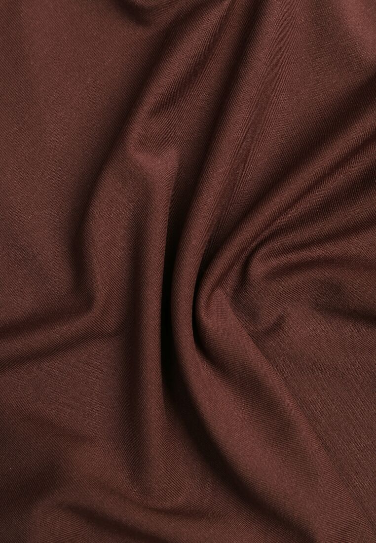 Brązowa Bluzka Vices o Asymetrycznym Kroju z Długimi Rękawami Kovrra 8