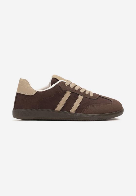 Brązowe Sneakersy z Imitacji Zamszu na Płaskiej Podeszwie Memeriana 4