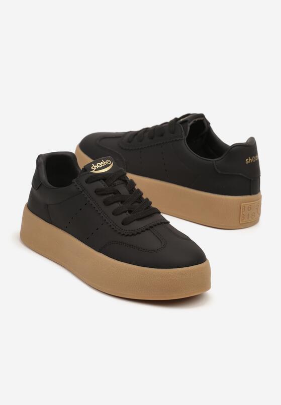 Czarne Sneakersy na Grubej Podeszwie z Perforacją Halirelle 5