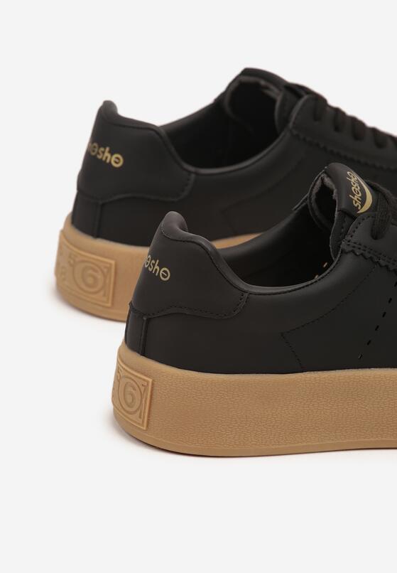Czarne Sneakersy na Grubej Podeszwie z Perforacją Halirelle 6