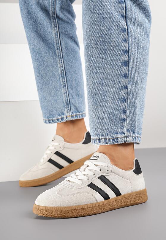 Beżowe Sneakersy w Stylu Tenisówek z Paskami Halunissa 3