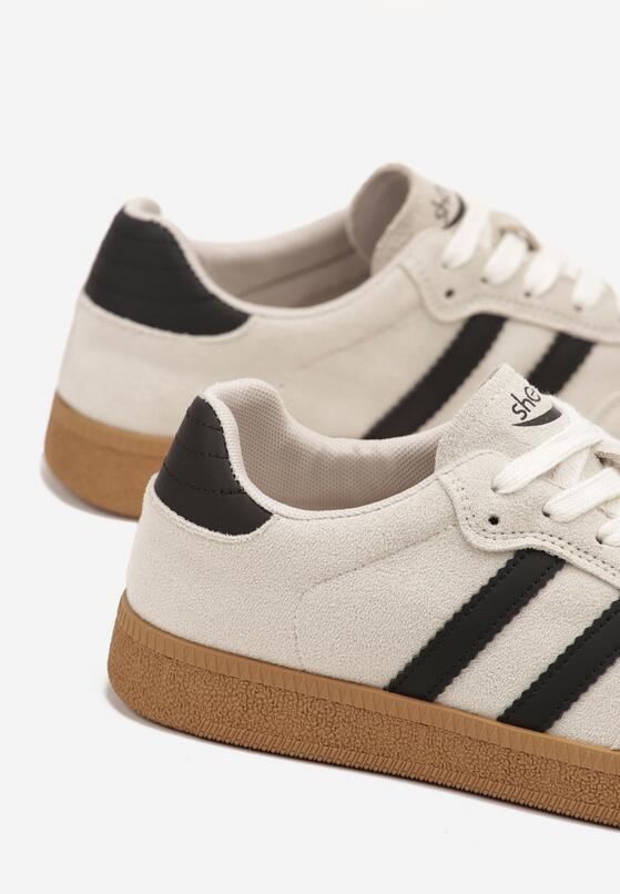 Beżowe Sneakersy w Stylu Tenisówek z Paskami Halunissa 6