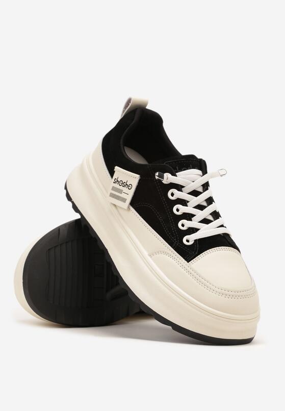 Czarne Sneakersy na Grubej Podeszwie z Tłoczeniem i Napisami Nalimere 5