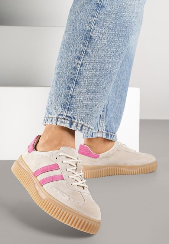 Sneakers Bej cu fucsia 2