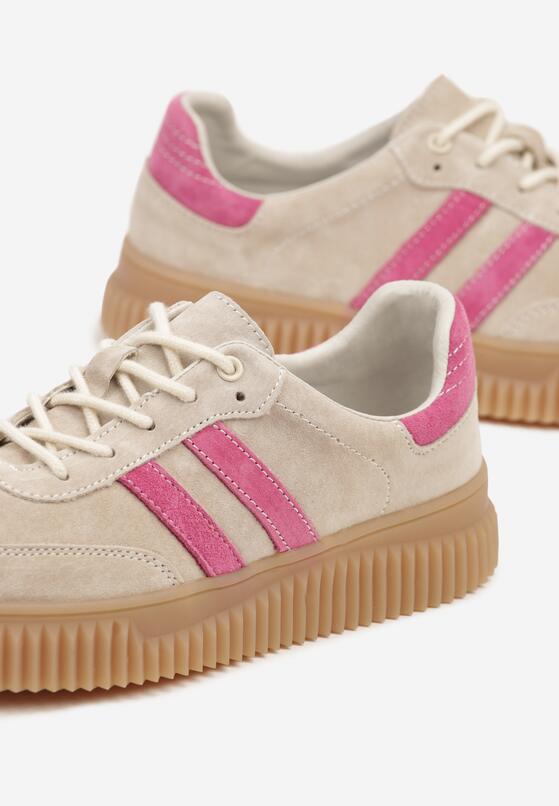 Sneakers Bej cu fucsia 6