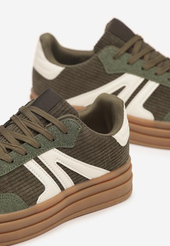 Zielone Sneakersy w Stylu Tenisówek na Grubej Podeszwie z Geometrycznym Wzorem Wevirra 6