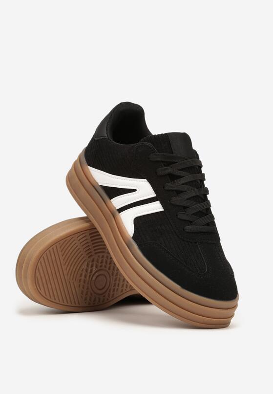 Czarne Sneakersy w Stylu Tenisówek na Grubej Podeszwie z Geometrycznym Wzorem Wevirra 5