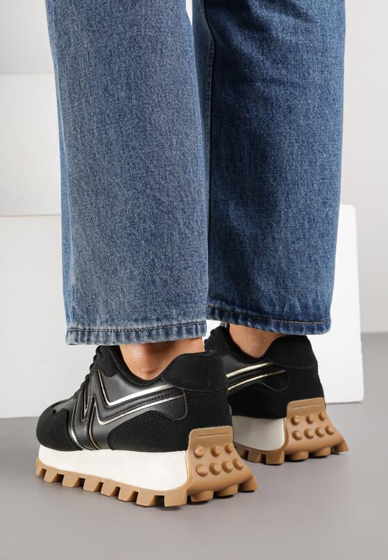 Czarne Sneakersy z Geometrycznym Wzorem Naloriene 3