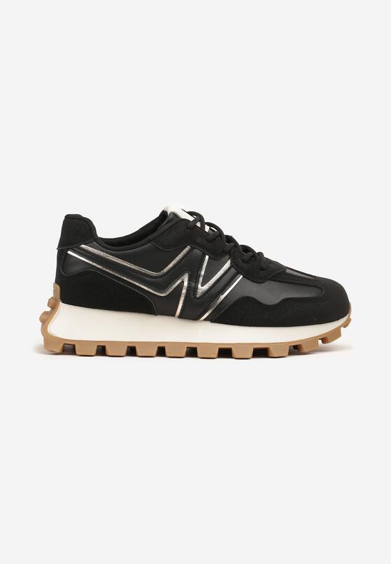 Czarne Sneakersy z Geometrycznym Wzorem Naloriene 4