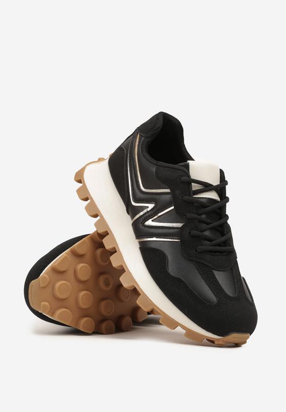 Czarne Sneakersy z Geometrycznym Wzorem Naloriene 5