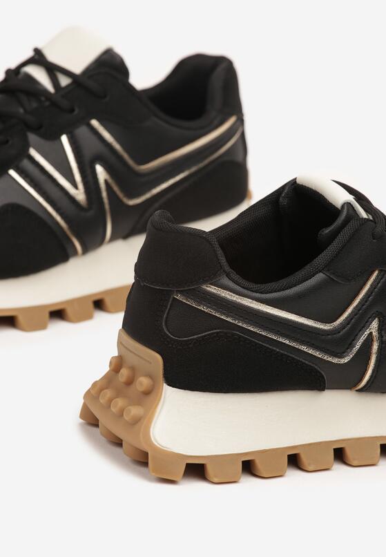 Czarne Sneakersy z Geometrycznym Wzorem Naloriene 6