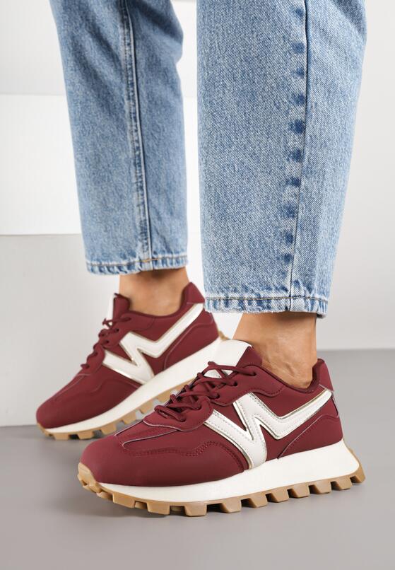 Bordowe Sneakersy z Geometrycznym Wzorem Naloriene 3