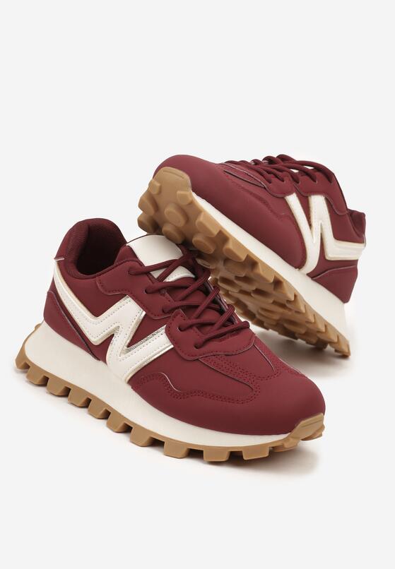 Bordowe Sneakersy z Geometrycznym Wzorem Naloriene 5