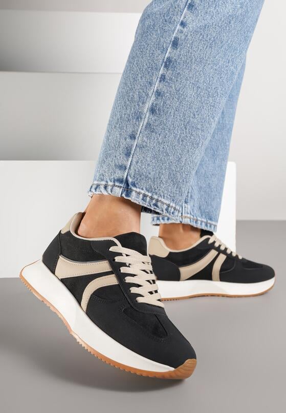 Czarne Sneakersy Ozdobione Paskami Florgisse 2