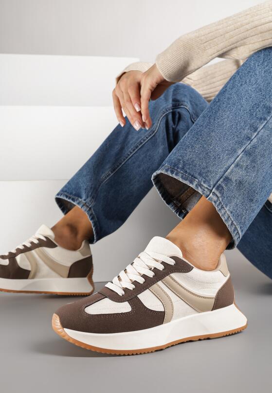 Brązowe Sneakersy Ozdobione Paskami Florgisse 2