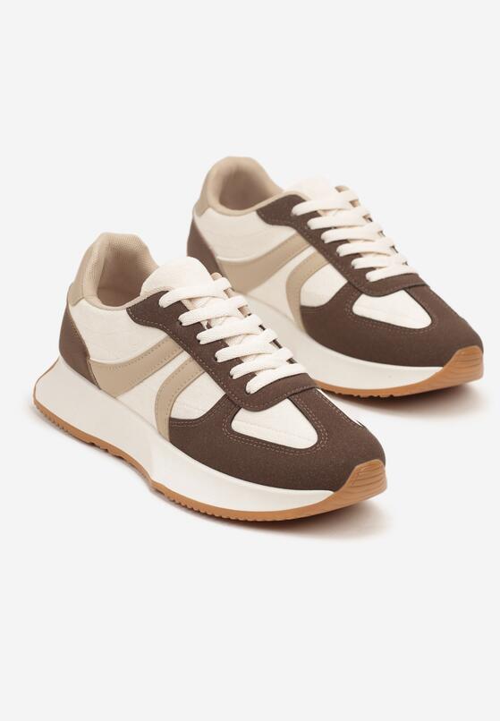 Brązowe Sneakersy Ozdobione Paskami Florgisse 5