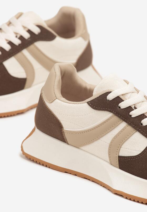 Brązowe Sneakersy Ozdobione Paskami Florgisse 6