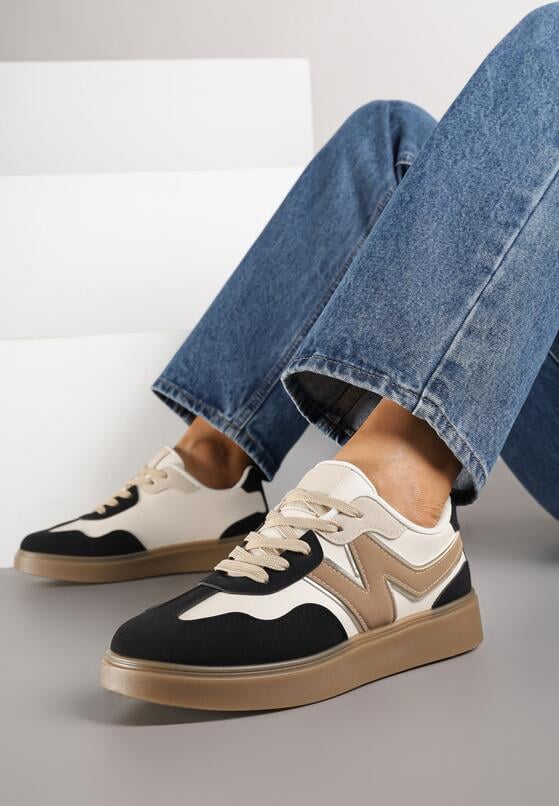 Czarne Sneakersy z Geometrycznym Wzorem Nariale 1