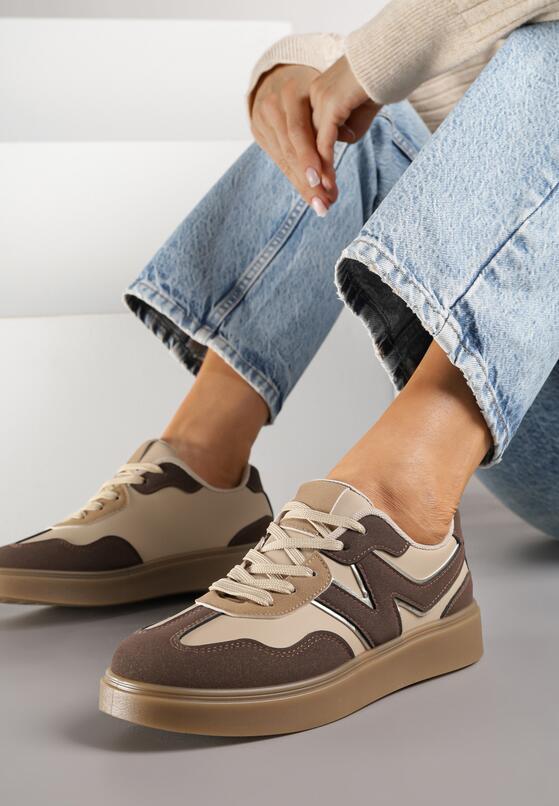 Brązowe Sneakersy z Geometrycznym Wzorem Nariale 2