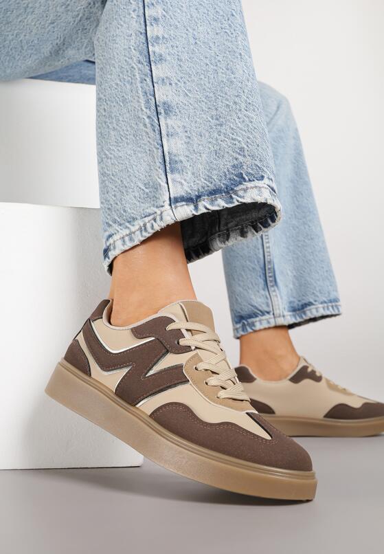 Brązowe Sneakersy z Geometrycznym Wzorem Nariale 1