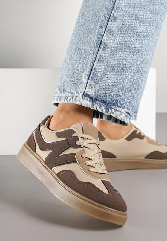 Brązowe Sneakersy z Geometrycznym Wzorem Nariale 3