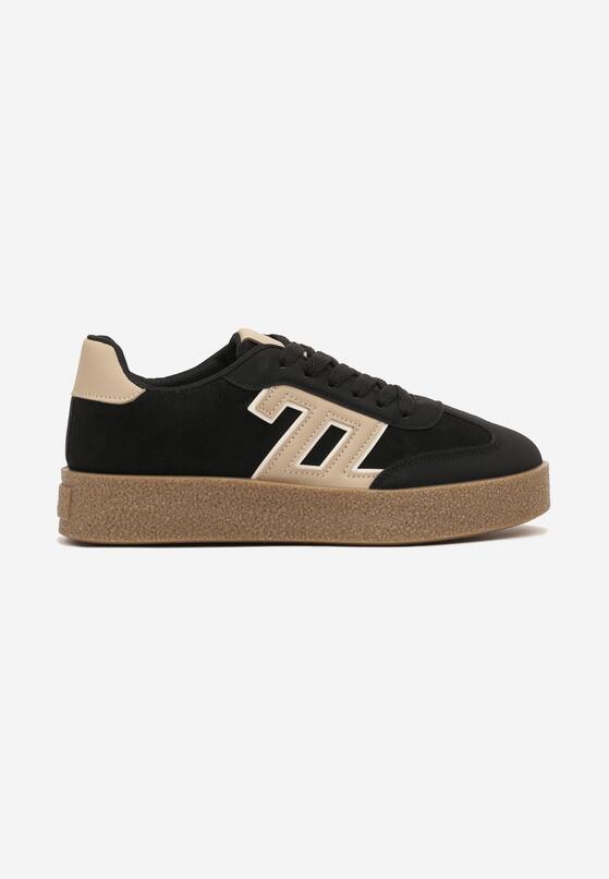 Czarne Sneakersy z Geometrycznym Wzorem Adelnaria 4
