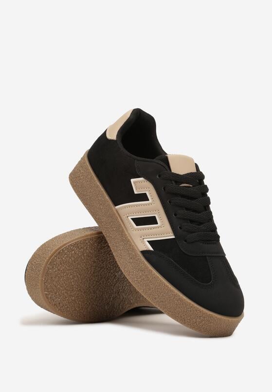 Czarne Sneakersy z Geometrycznym Wzorem Adelnaria 5
