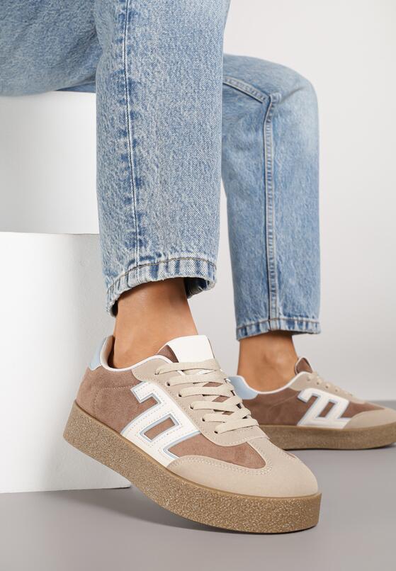 Brązowe Sneakersy z Geometrycznym Wzorem Adelnaria 2