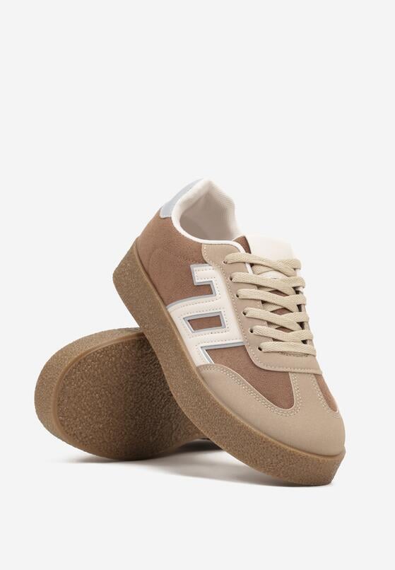 Brązowe Sneakersy z Geometrycznym Wzorem Adelnaria 5