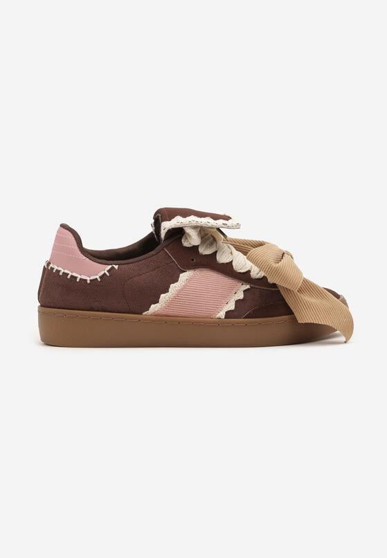 Brązowe Sneakersy z Kokardą Takima 4