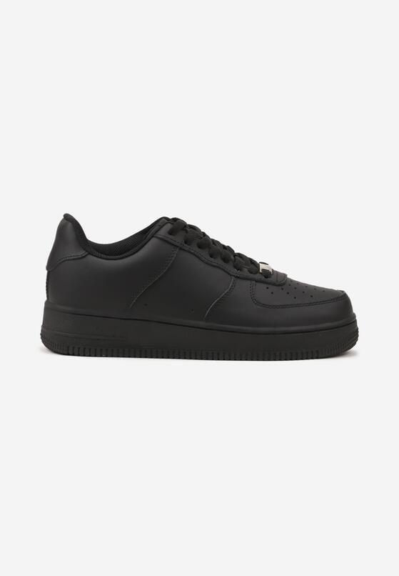 Czarne Skórzane Sneakersy Ozdobione Perforacją Rilurea 4