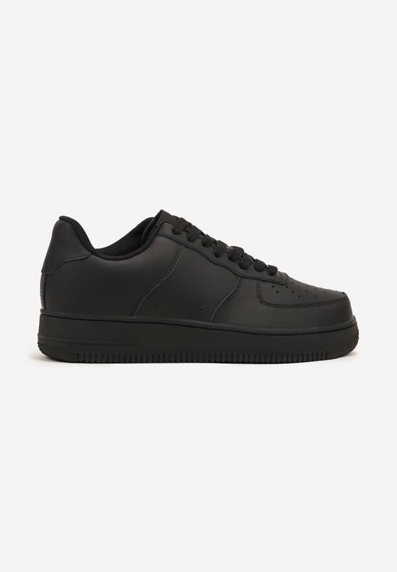 Czarne Buty Sportowe Sneakersy ze Skóry Naturalnej z Perforacją Solnelisse 1