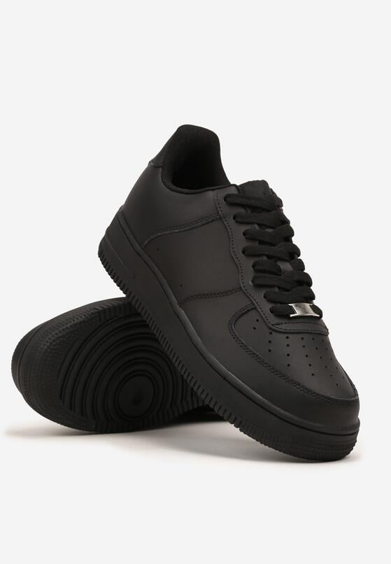 Czarne Buty Sportowe Sneakersy ze Skóry Naturalnej z Perforacją Solnelisse 2