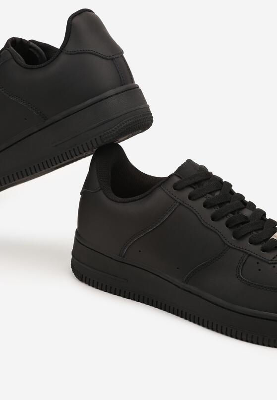 Czarne Buty Sportowe Sneakersy ze Skóry Naturalnej z Perforacją Solnelisse 3