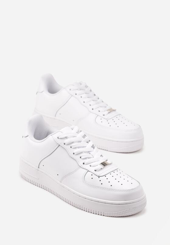 Białe Buty Sportowe Sneakersy ze Skóry Naturalnej z Perforacją Solnelisse 2