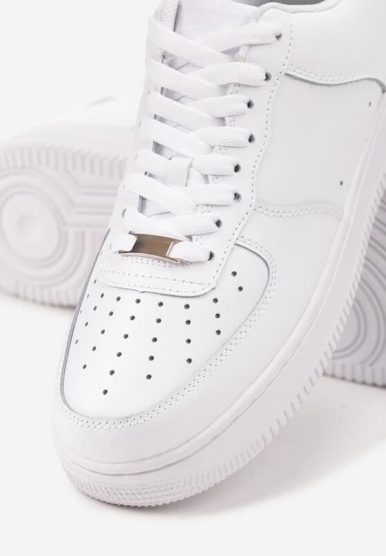 Białe Buty Sportowe Sneakersy ze Skóry Naturalnej z Perforacją Solnelisse 3
