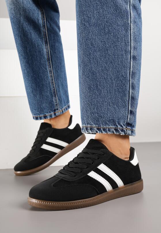 Czarne Sneakersy Ozdobione Paskami Nalierre 3