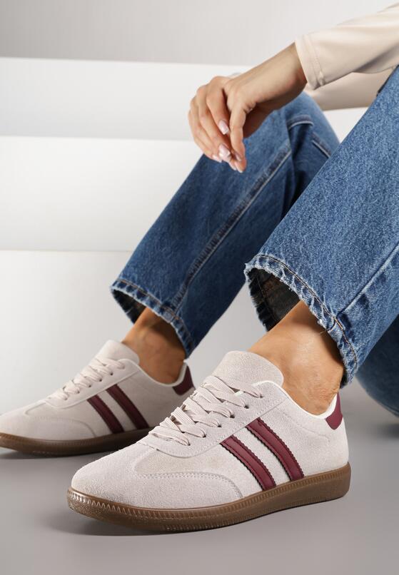 Beżowe Sneakersy Ozdobione Paskami Nalierre 2