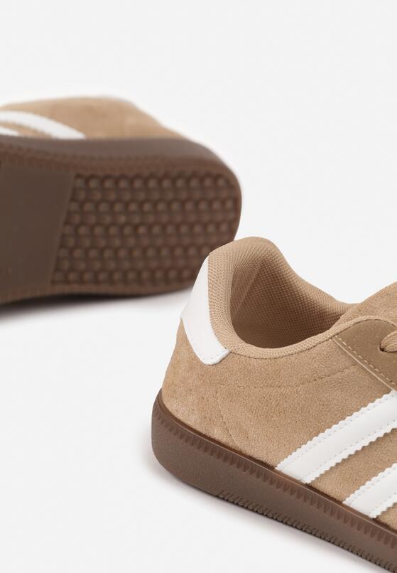 Ciemnobeżowe Sneakersy Ozdobione Paskami Nalierre 6