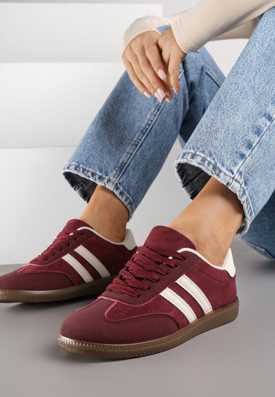 Bordowe Sneakersy Ozdobione Paskami Nalierre 2
