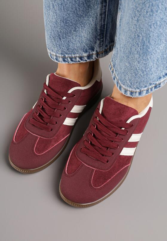 Bordowe Sneakersy Ozdobione Paskami Nalierre 3